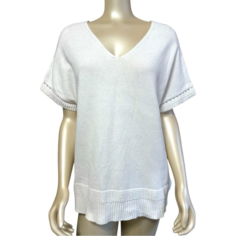 Joie White Knit Short Sleeve Top